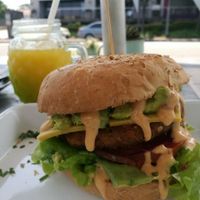 Spicy soy-patty Burger at Oh My Soul Cafe in Durban