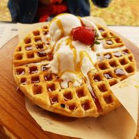 Vegan waffle and ice cream at Oh My Soul Cafe in Durban