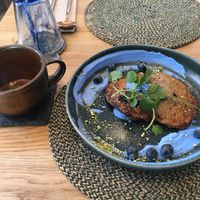 Blue spirinula pancake at Yeotown Kitchen in London