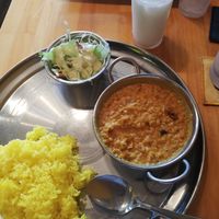 The only vegan option. Not sure about the dressing of the salad and the drink at Srilanka Kitchen in Kanazawa