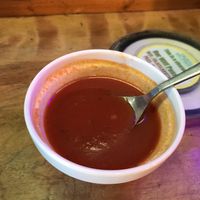 A cold tomato soup side (which had a broccoli in it but i ate before i remembered to snag a picture)  at Falafel Brothers - Ebisu in Tokyo