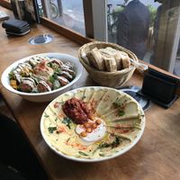 Hummus plate&falafel salad at Falafel Brothers - Ebisu in Tokyo