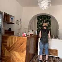 Inside my vegan partner orders both of their two vegan options at Wabi Gelato in Valladolid