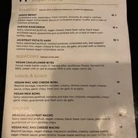 Separate Vegan Menu at Madison's 1212 in Calgary