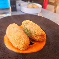 Red Rice Supplì (filling: rice, tomato sauce and tofu) at one80 in Mellieha