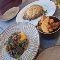 Pie and chips and the mushroom Polenta at one80 in Mellieha