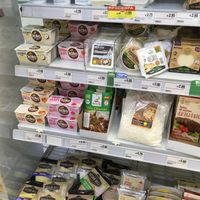 Vegan yogurts, cheeses, snacks at Papantoniou Supermarket in Paphos