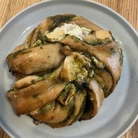 Matcha white chocolate bun  at Grounded in Paris