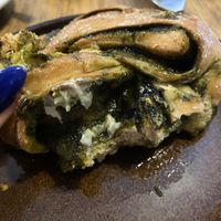 Matcha white chocolate bun inside   at Grounded in Paris