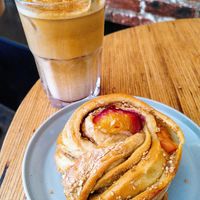 Apricot Roll + Iced Dirty Chai Latte at Grounded in Paris