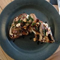 Toasted mushroom bread with cashew cheese. at Grounded in Paris