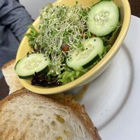 Cheese toastie and salad   at Broadfork Cafe - Uptown in Seattle