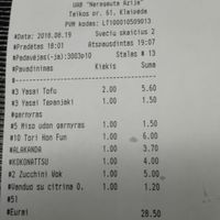 Prices in Euro at Manami in Klaipeda
