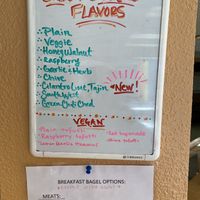 Vegan cream cheese options on bottom at Biff's Bagels in Flagstaff