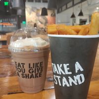 Mocha shake and fries at Stand-Up Burgers in Berkeley