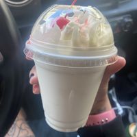 Classic Vanilla Vegan Milk Shake w/Cherry on Top 💗 (Small)  at Stand-Up Burgers in Berkeley