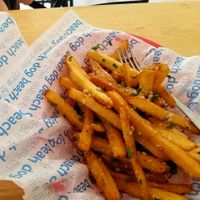 Vegan fries with truffle oil at Beach Dog in San Jose Del Cabo