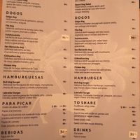 Menu at Beach Dog in San Jose Del Cabo