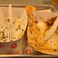 I was too hungry to snap a photo of the delicious food. You’ll just have to try it yourself! at Sumo Dog - Food Cart in Irvine