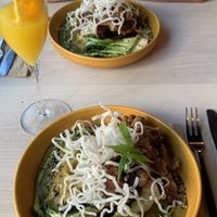 Main course: fried mushrooms with rice noodles  at Cafe OHA in Valby