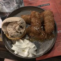 Banana fritters and caramel ice cream  at Thaikhun in Oxford