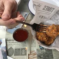 Corn cakes and sweet chilli at Thaikhun in Oxford