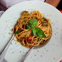 Special extra homemade vegan Pasta with Walnut, chilli, tomato, jalapeno at Kirit in Ankara