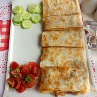 Traditionel bread Gömiz (?!) Filled with eggplant and zucchini at Kirit in Ankara