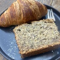 Hazelnut banana bread and croissant   at The Greens in Berlin
