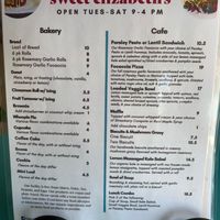 Menu as of 4/29/2022 at Sweet Elizabeth's Organics Bakery in Colorado Springs