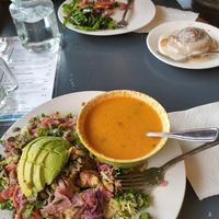 Salads, soup, and a tasty cinnamon roll at Sweet Elizabeth's Organics Bakery in Colorado Springs
