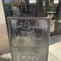 sign outside   at Sweet Elizabeth's Organics Bakery in Colorado Springs