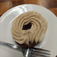 Donut with coffee frosting at Sweet Elizabeth's Organics Bakery in Colorado Springs