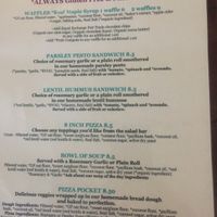 Menu  at Sweet Elizabeth's Organics Bakery in Colorado Springs