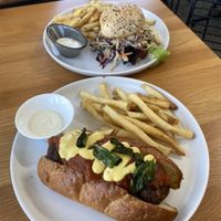 Meatball sub & jackfruit burger  at Cafe Vie Sunshine Coast in Buderim