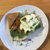 The Ribless (braised beef and poached egg on egoism muffin + an extr rosti) at Cafe Vie Sunshine Coast in Buderim