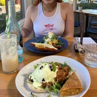 Braised beef English muffin, milkshake and salmon and eggs croissant + nice ambiance  at Cafe Vie Sunshine Coast in Buderim