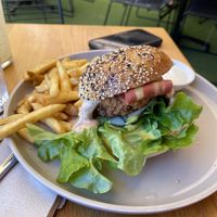 This is the Vie F C burger and it was amazing! at Cafe Vie Sunshine Coast in Buderim