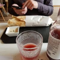 Sharma with tahini dip and plum on lemon at Sublimmme in Bucharest