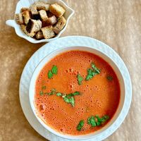 Tomoto, pepper and ginger soup at Sublimmme in Bucharest