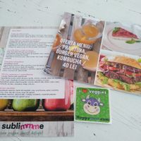 Menu ans happy cow sticker :) at Sublimmme in Bucharest