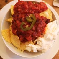 Cheesy nachos with smokey beans at Sky Blue Cafe in Bath