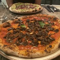 Margarita with no cheese and added mushrooms  at Amuni in Bruges