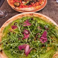 The two pizzas (with extra vegs) at Amuni in Bruges