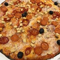 Vegan diavolo romana with extra olives at Pizza Express in Bicester