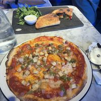 Calzone and sloppy vegan  at Pizza Express in Bishops Stortford