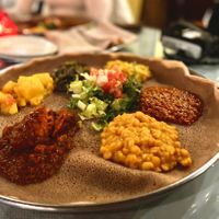 Veg sampler  at Ethiopian Diamond Restaurant in Chicago