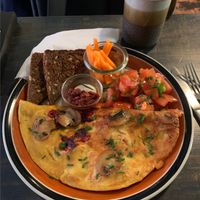 Vegan omelette  at Petról in Copenhagen
