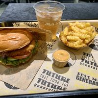 Veganizer Burger with french fries   at Vincent - Mercado Center in Hamburg