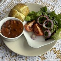 Vegan Baked Potato with Chilli  at Wishcat Cafe in Bridlington